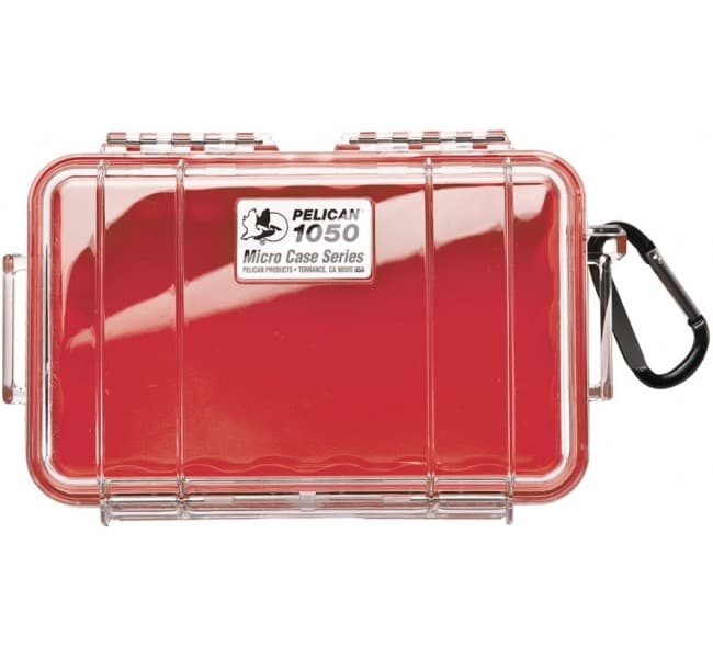 Защитный кейс Peli Micro 1050 прозрачный с красным вкладышем 1050-028-100E