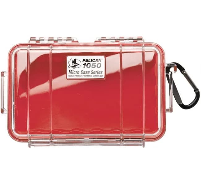 Защитный кейс Peli Micro 1050 прозрачный с красным вкладышем 1050-028-100E