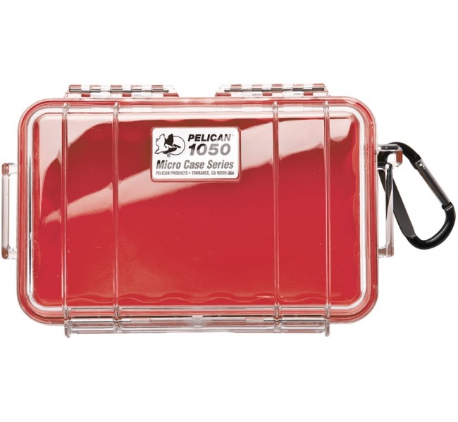 Защитный кейс Peli Micro 1050 прозрачный с красным вкладышем 1050-028-100E